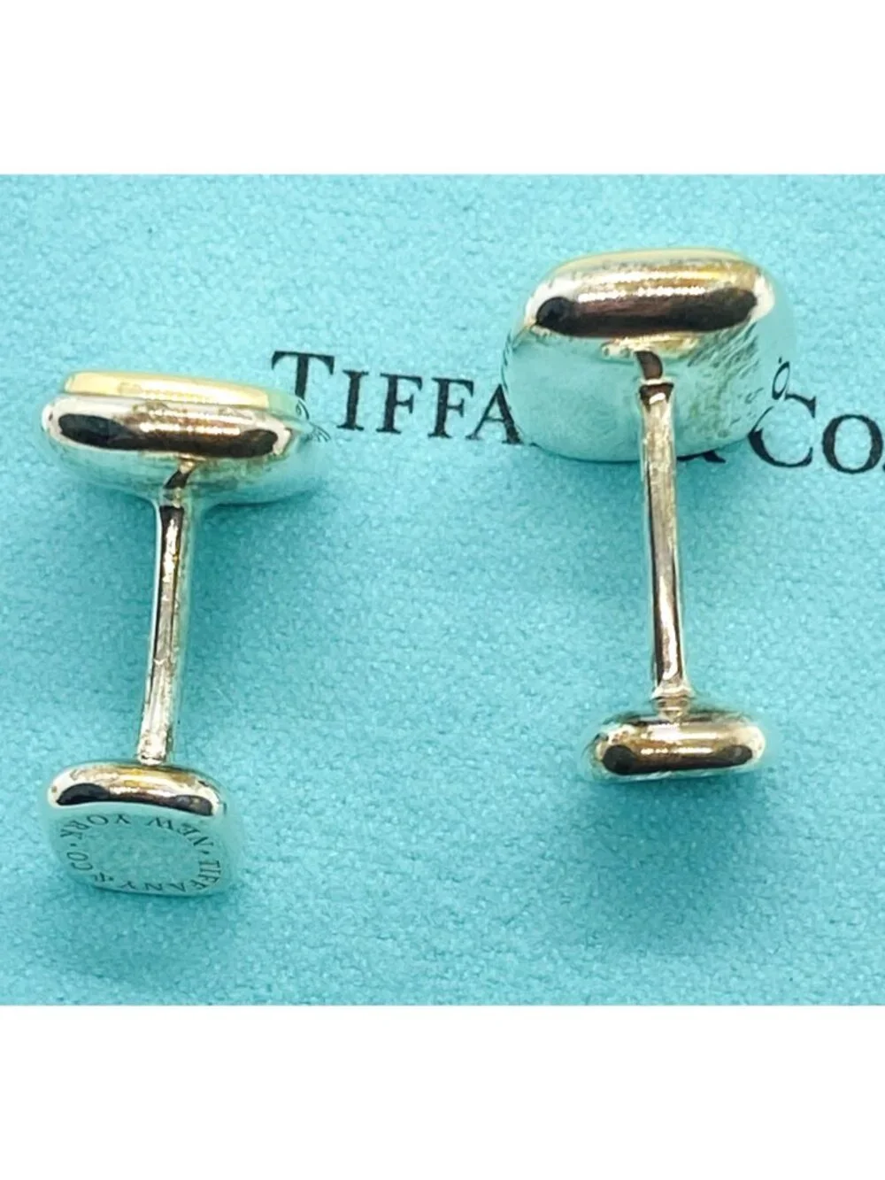 Tiffany & Co Sterling Silver 925 18K Cushion Cufflinks